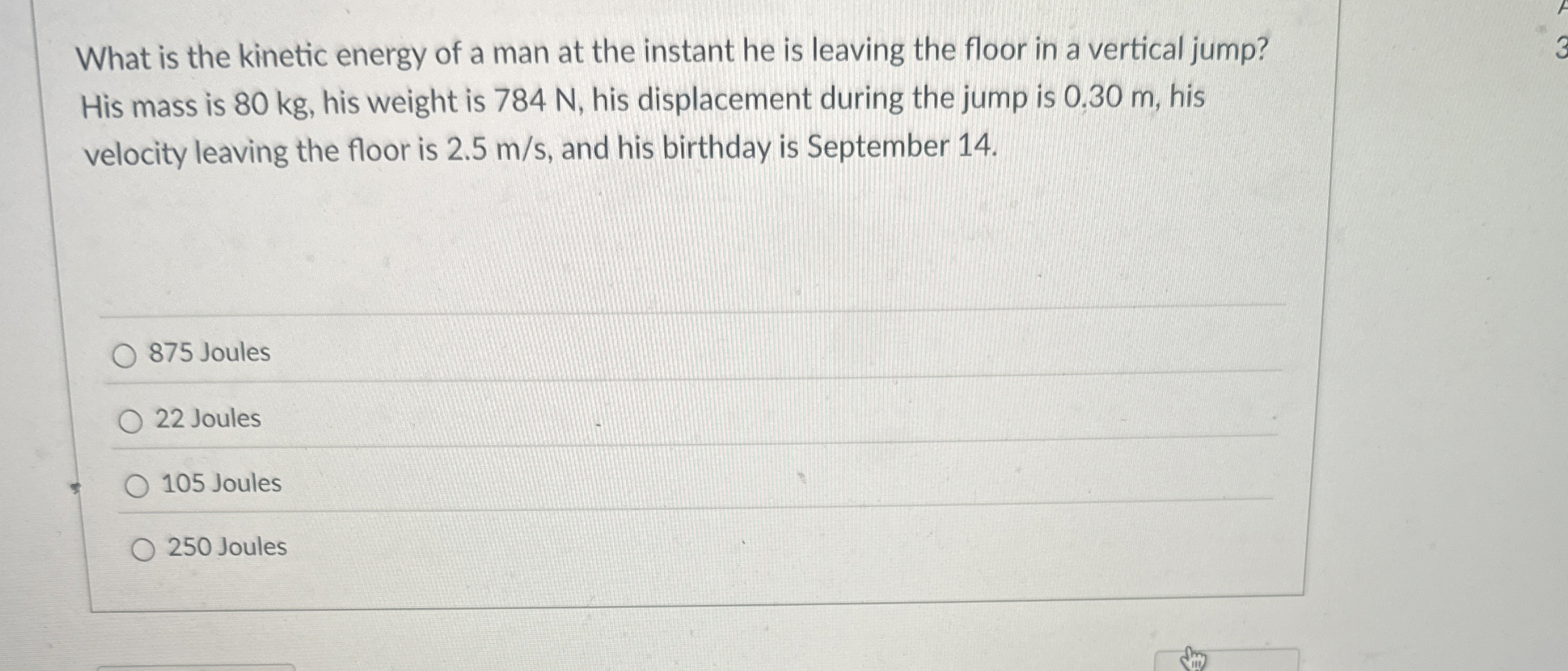 What is the kinetic energy of a man at the