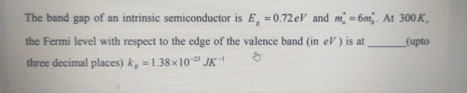 The band gap of an intrinsic semiconductor is E g