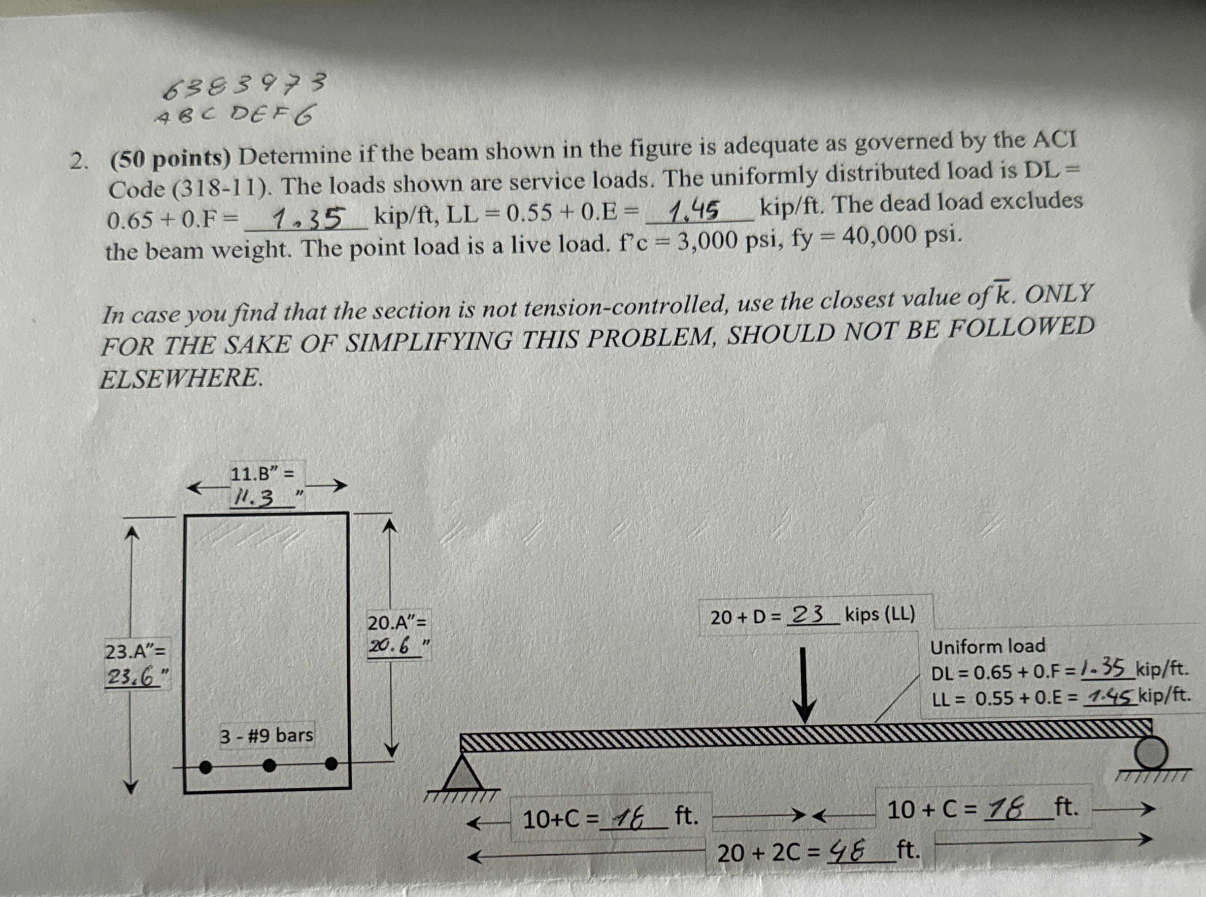 6 3 8 3 9 7 3 4 8 CDEF 6 ( 5 0 points ) Determine