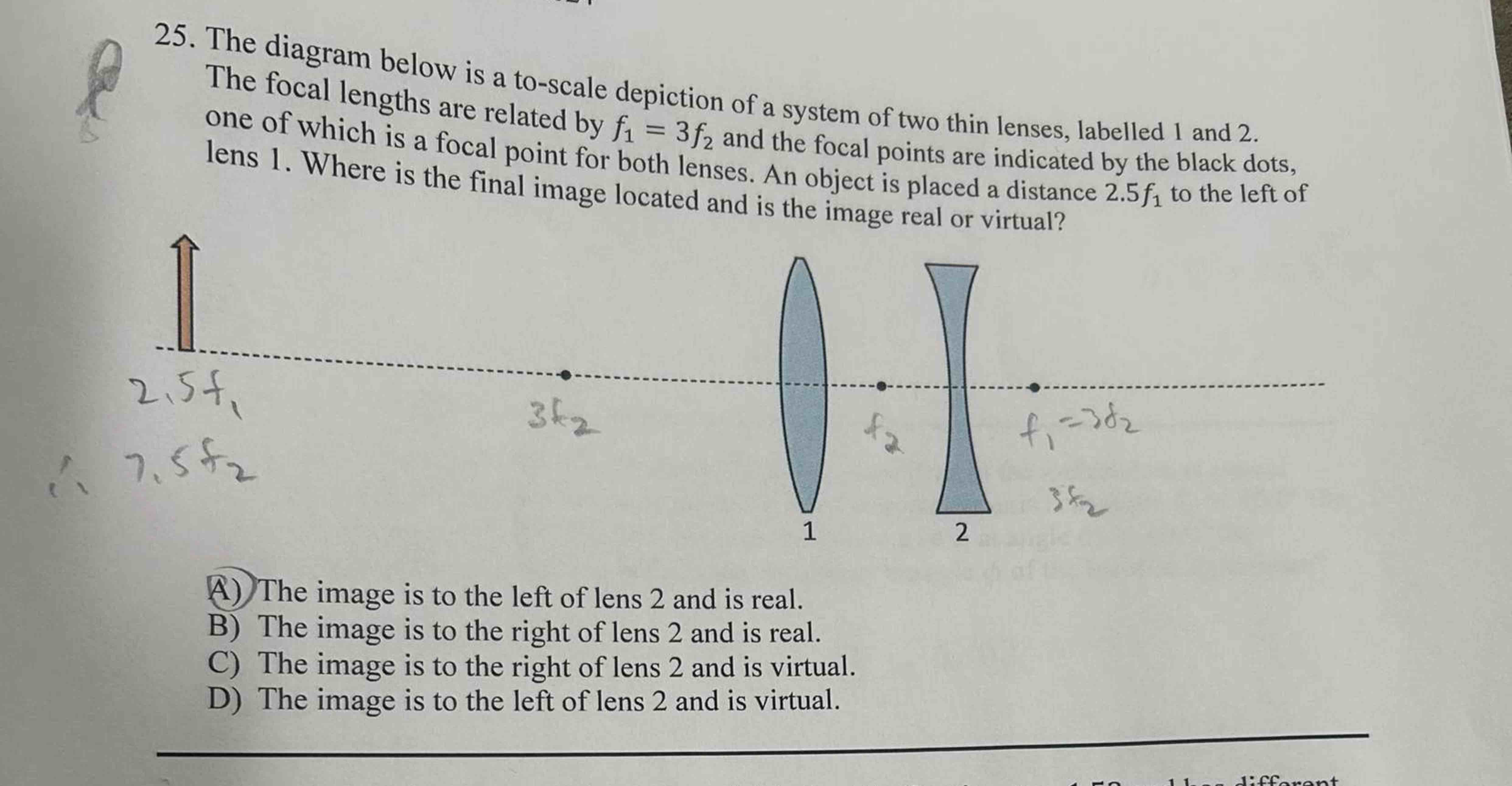 2 5 . The diagram below is a to - scale depiction