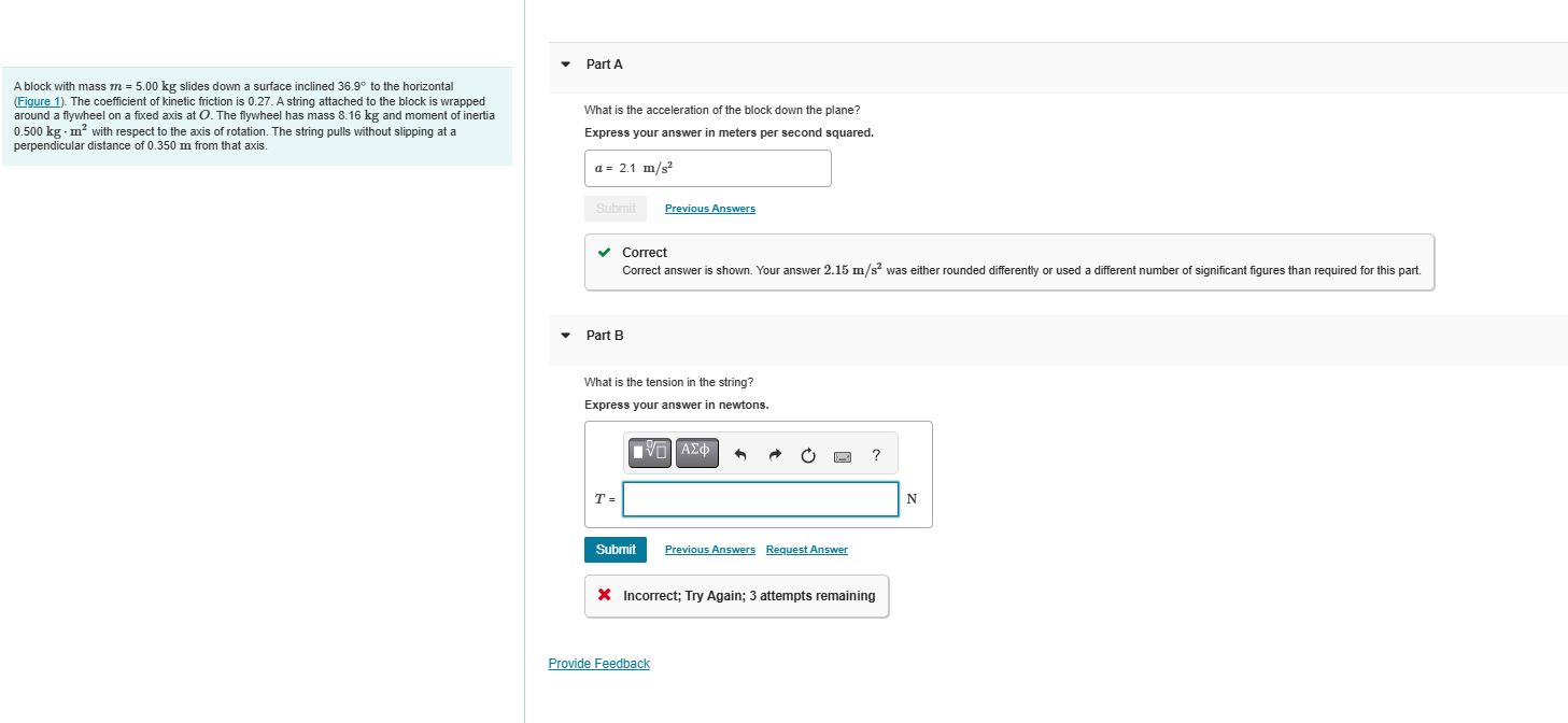 A block with mass \ ( m = 5 . 0 0 \ mathrm { ~kg