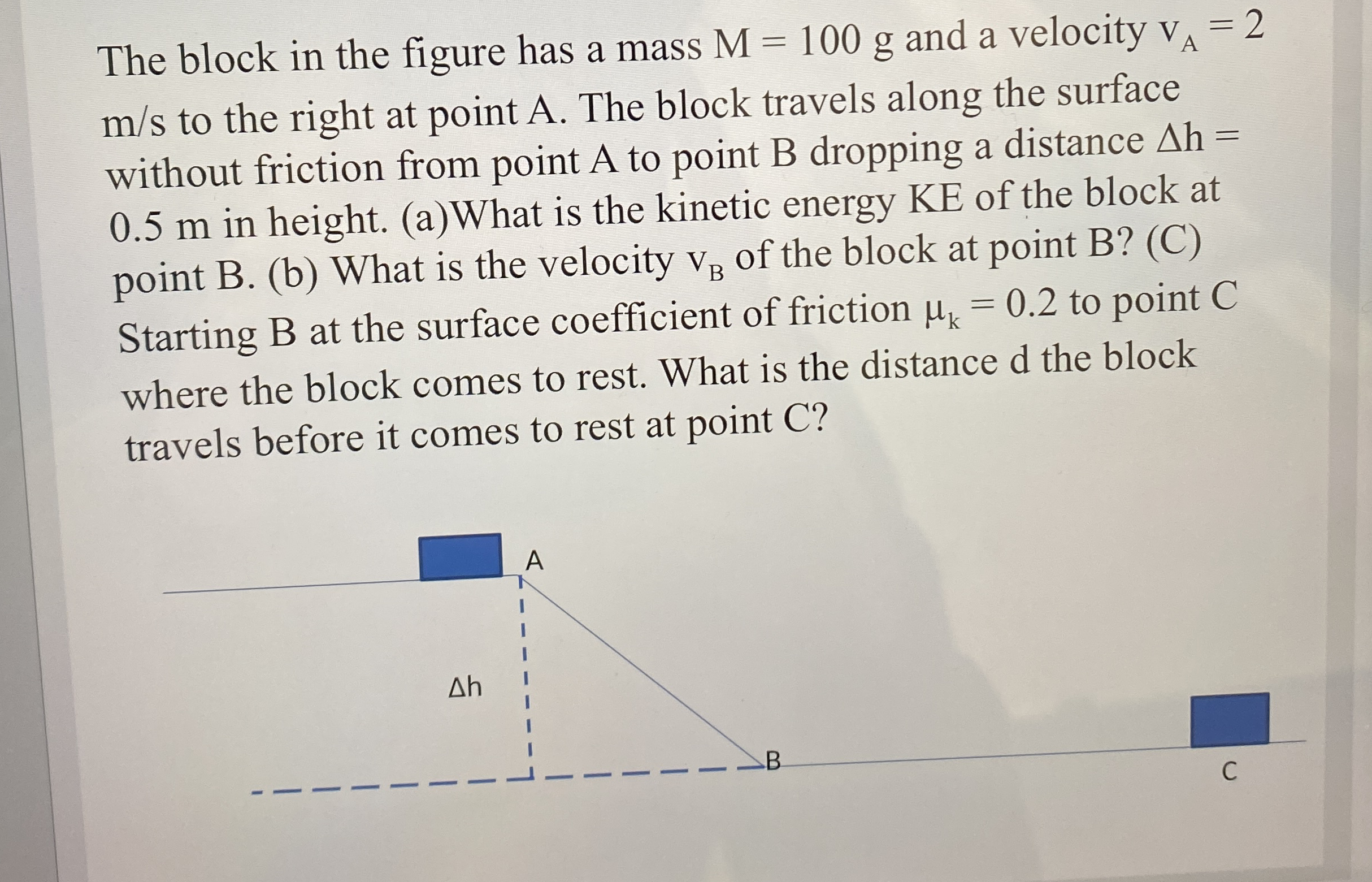 The block in the figure has a mass M = 1 0 0 g