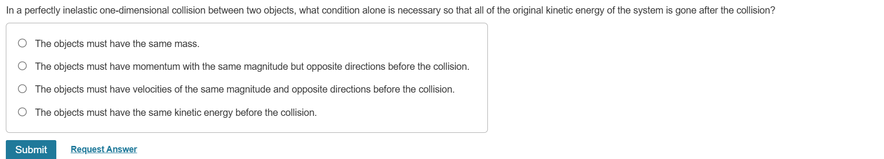 In a perfectly inelastic one - dimensional