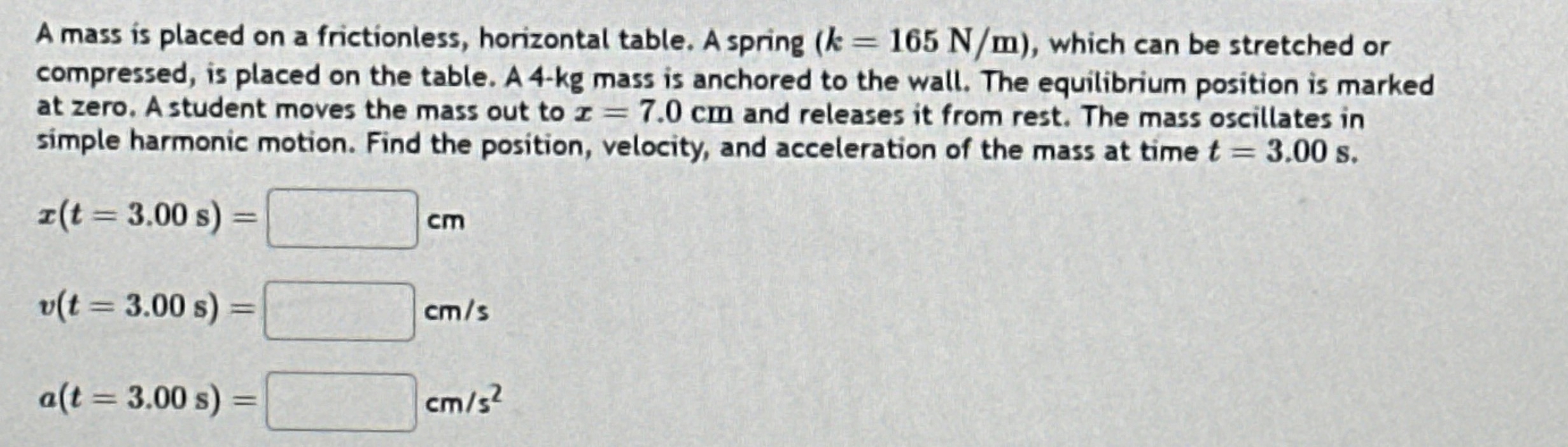 A mass is placed on a frictionless, horizontal
