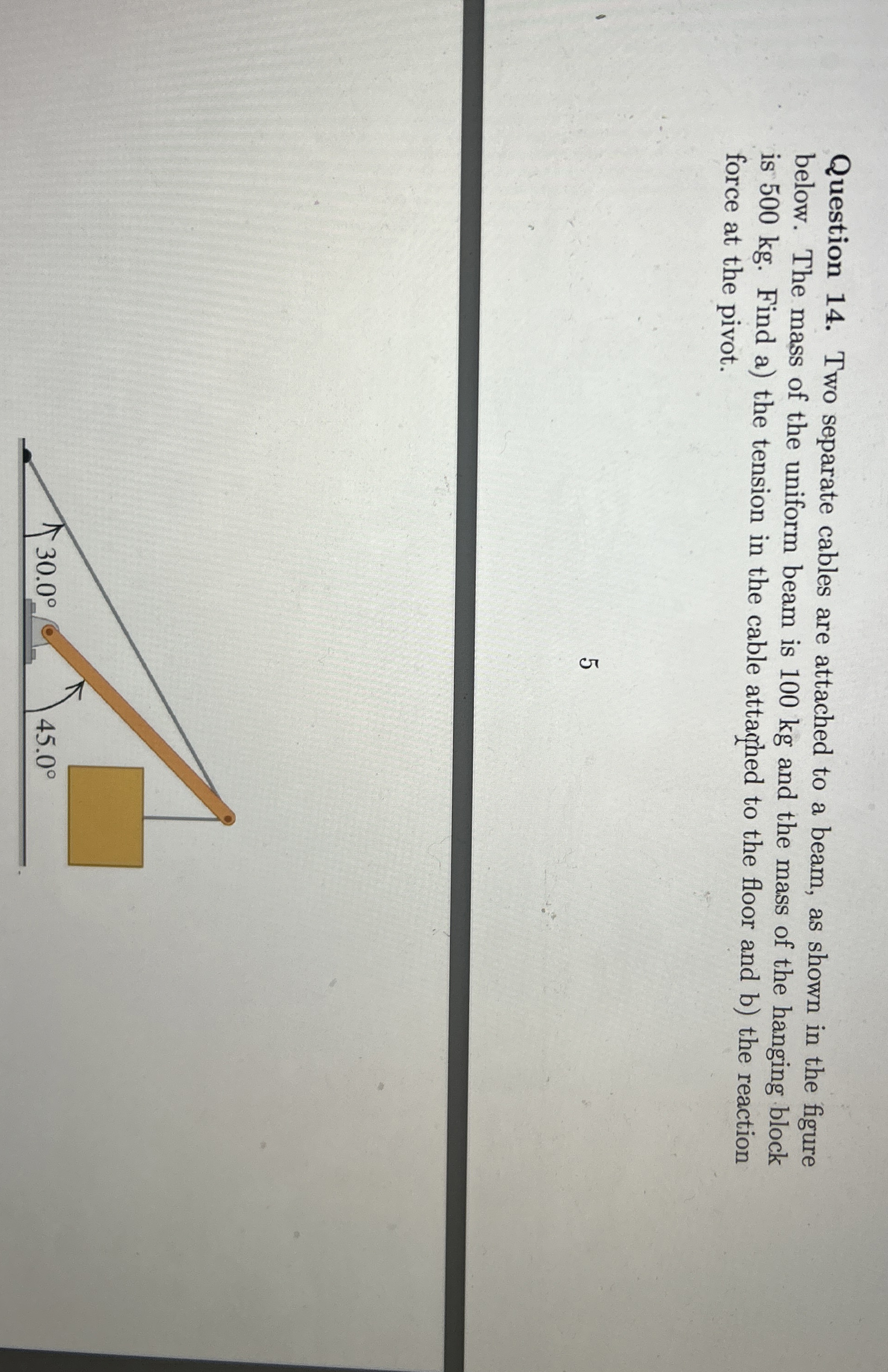 Question 1 4 . Two separate cables are attached