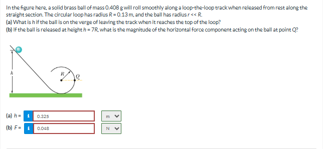 In the figure here, a solid brass ball of mass 0
