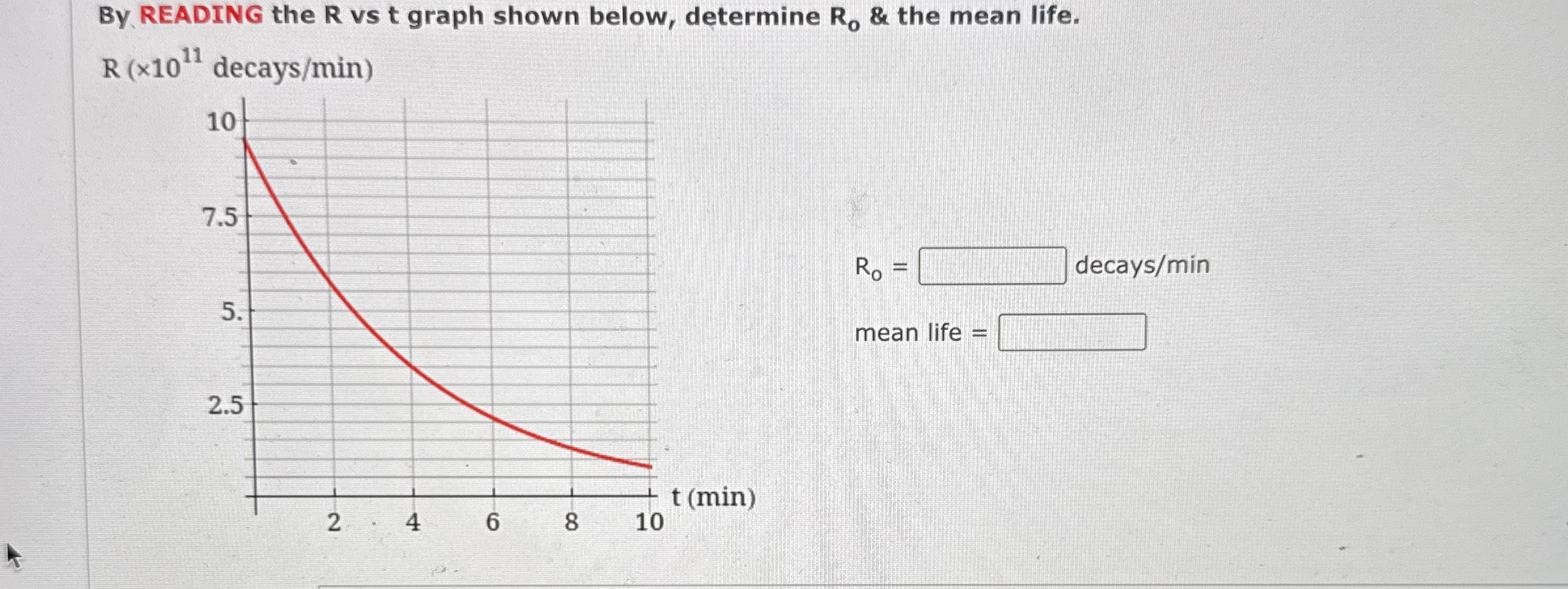 By . READING the R vs t graph shown below,