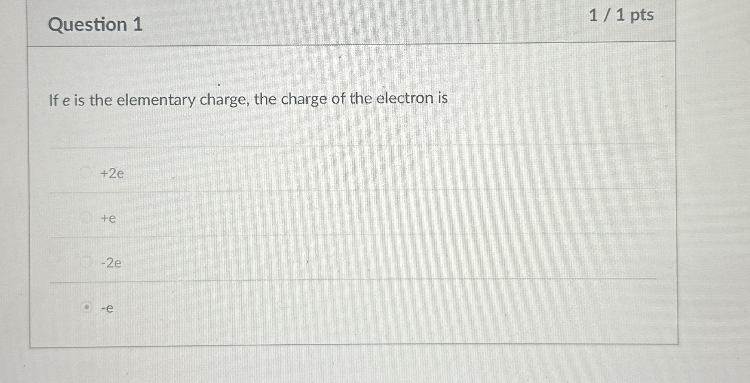 Question 1 1 1 pts If e is the elementary charge,