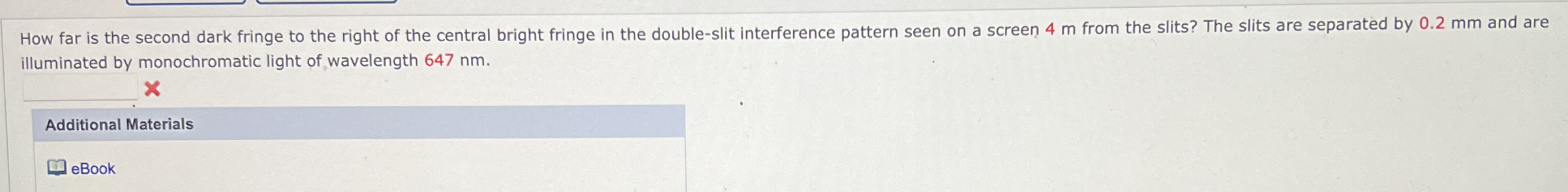 How far is the second dark fringe to the right of