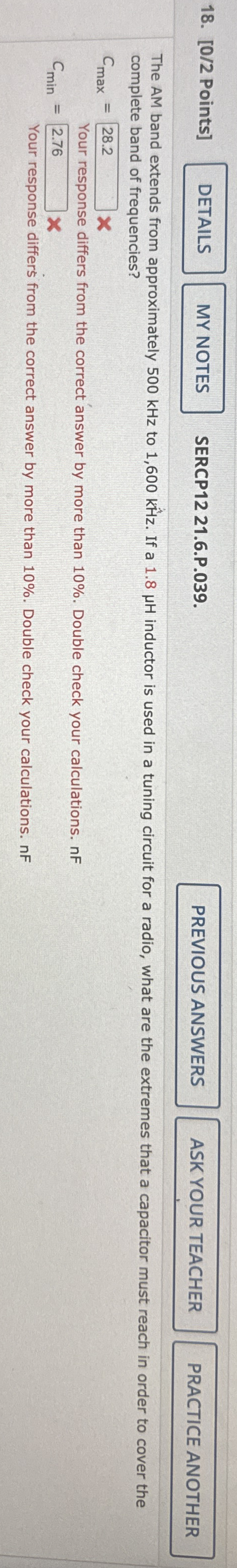 [ 0 / 2 Points ] SERCP 1 2 2 1 . 6 . P . 0 3 9 .