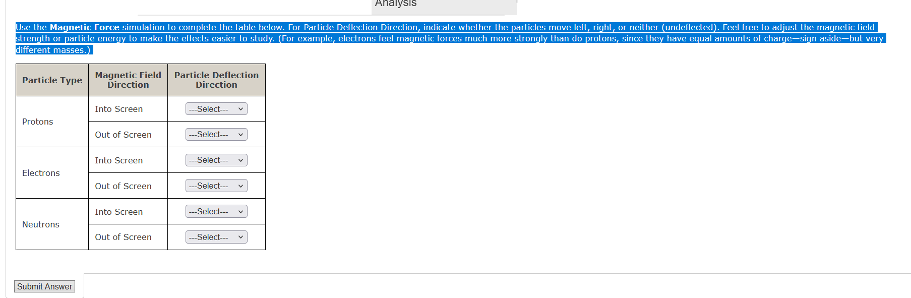 Use the Magnetic Force simulation to complete the