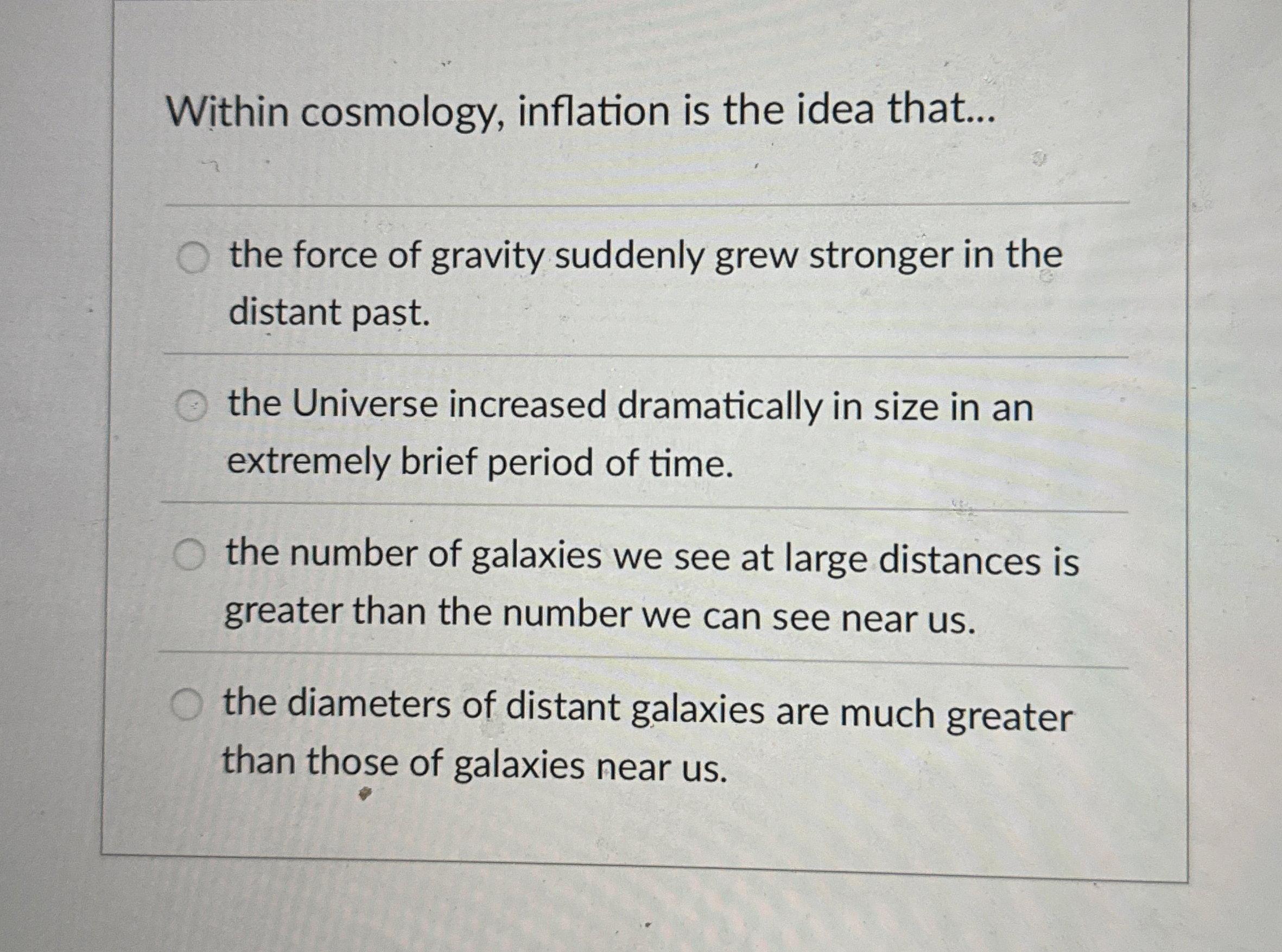 Within cosmology , inflation is the idea that...