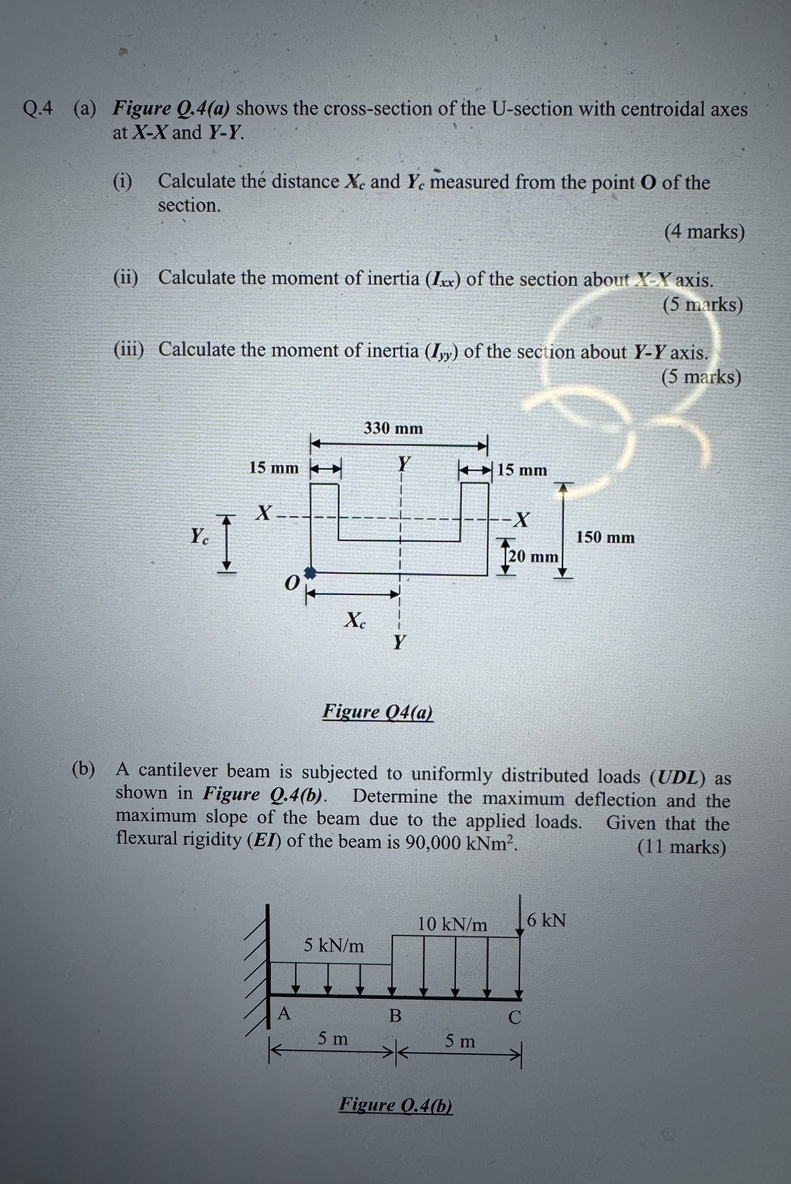Q . 4 ( a ) Figure Q . 4 ( a ) shows the cross -
