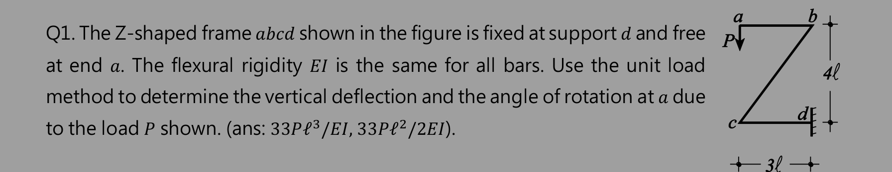 Q 1 . The Z - shaped frame abcd shown in the