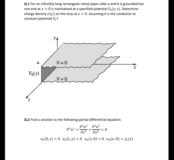 Q . 1 For an infinitely long rectangular metal