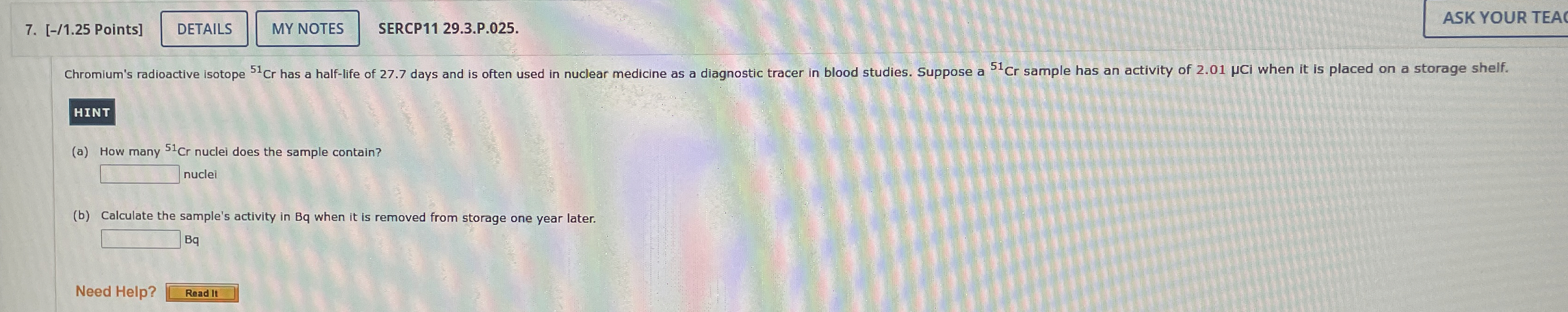 [ - / 1 . 2 5 Points ] SERCP 1 1 2 9 . 3 . P . 0