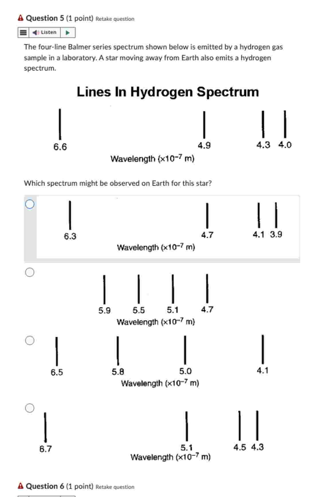 The four - line Balmer series spectrum shown