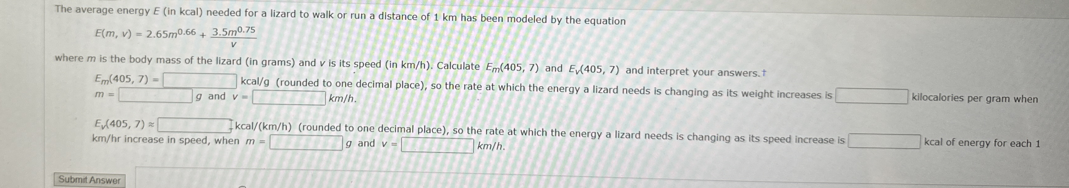 The average energy E ( in kcal ) needed for a