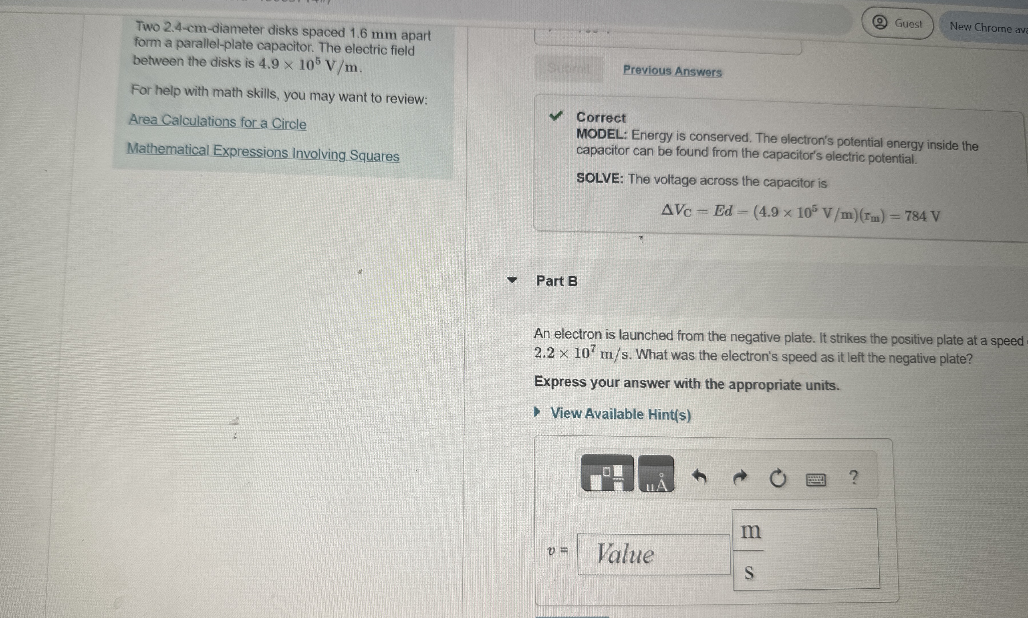 Two 2 . 4 - c m - diameter disks spaced 1 . 6 mm