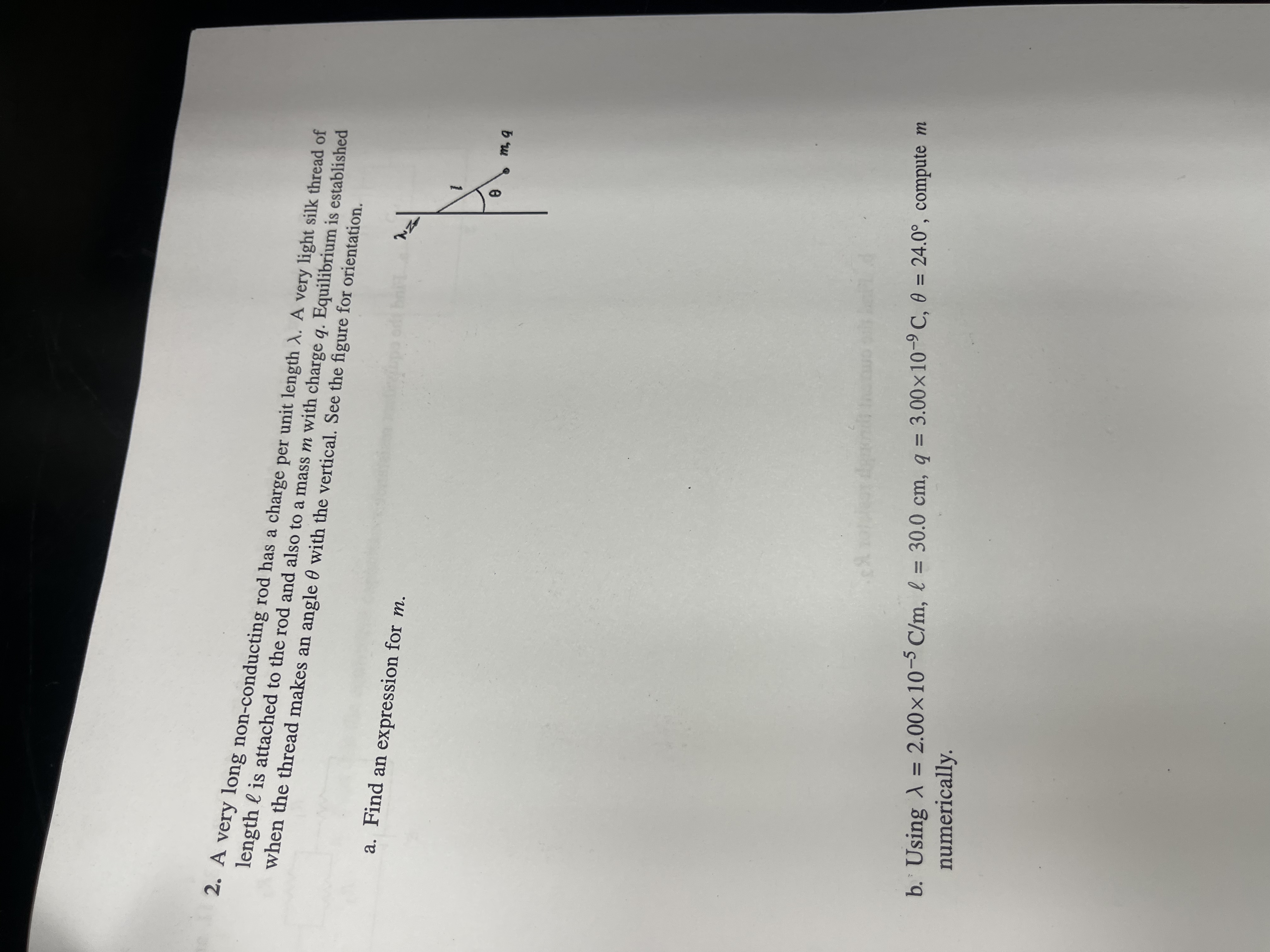 A very long non - conducting rod has a charge per