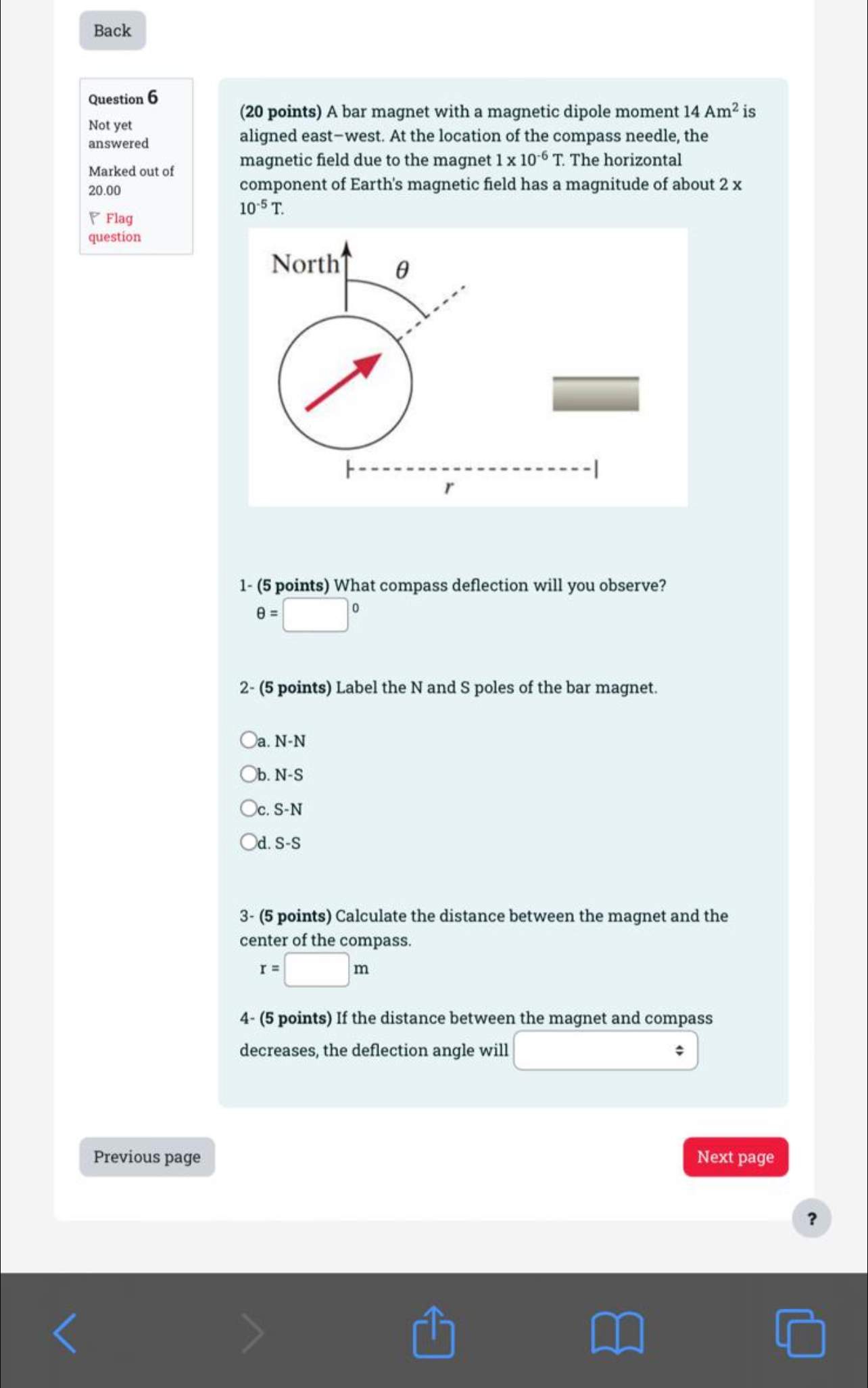 Question 6 Not yet answered Marked out of 2 0 . 0