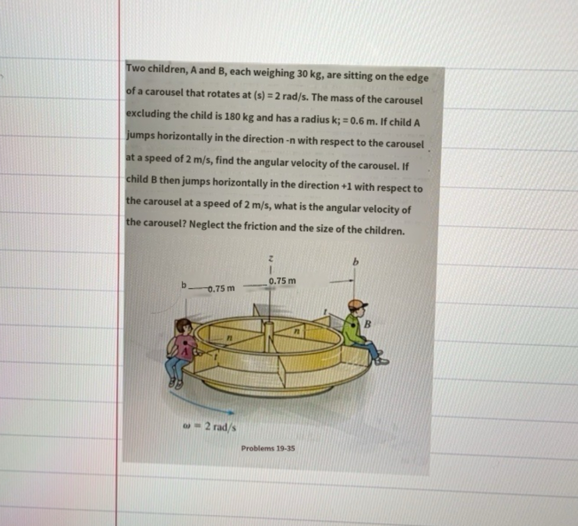 Two children, A and B , each weighing 3 0 kg ,