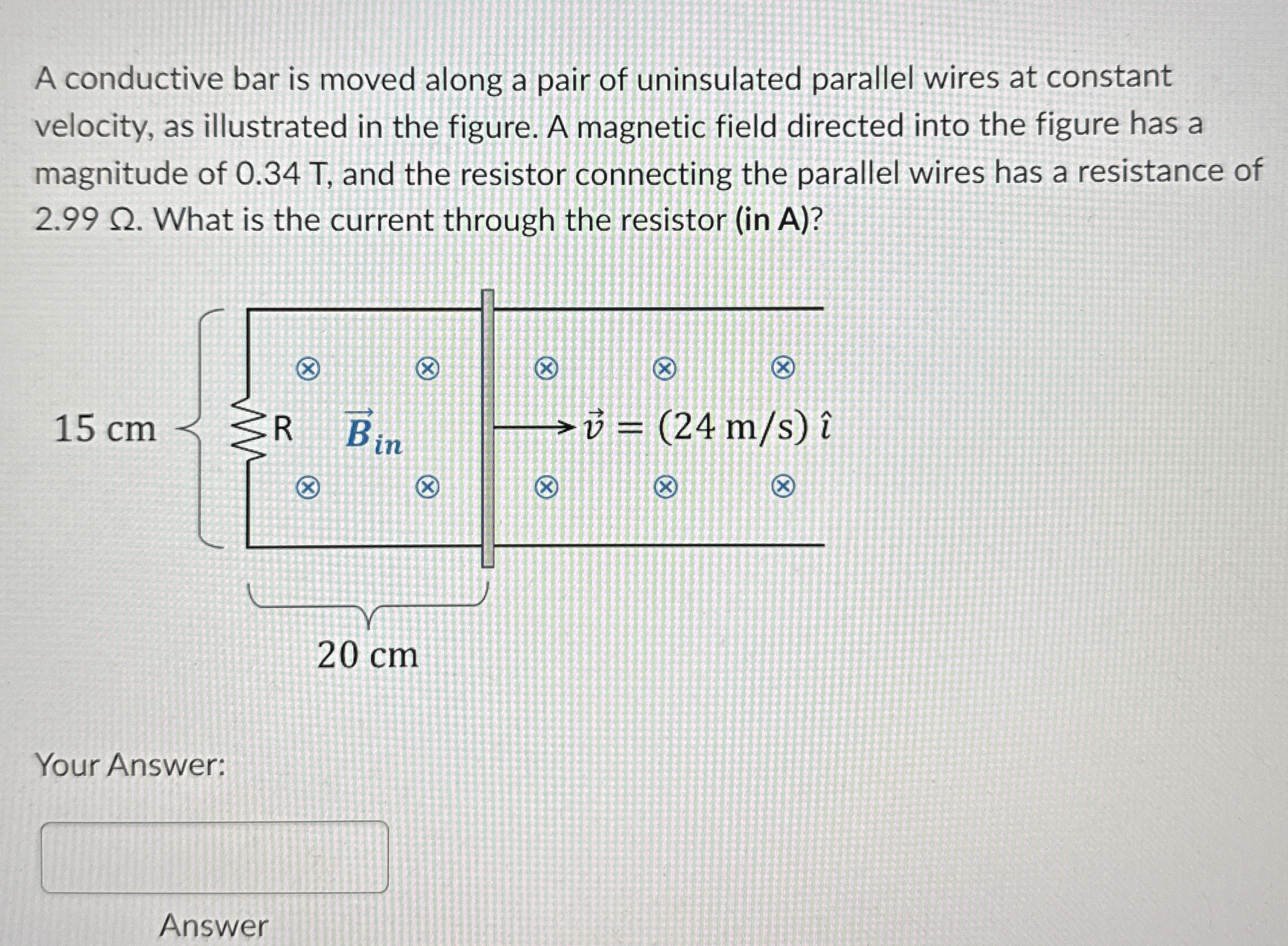 A conductive bar is moved along a pair of
