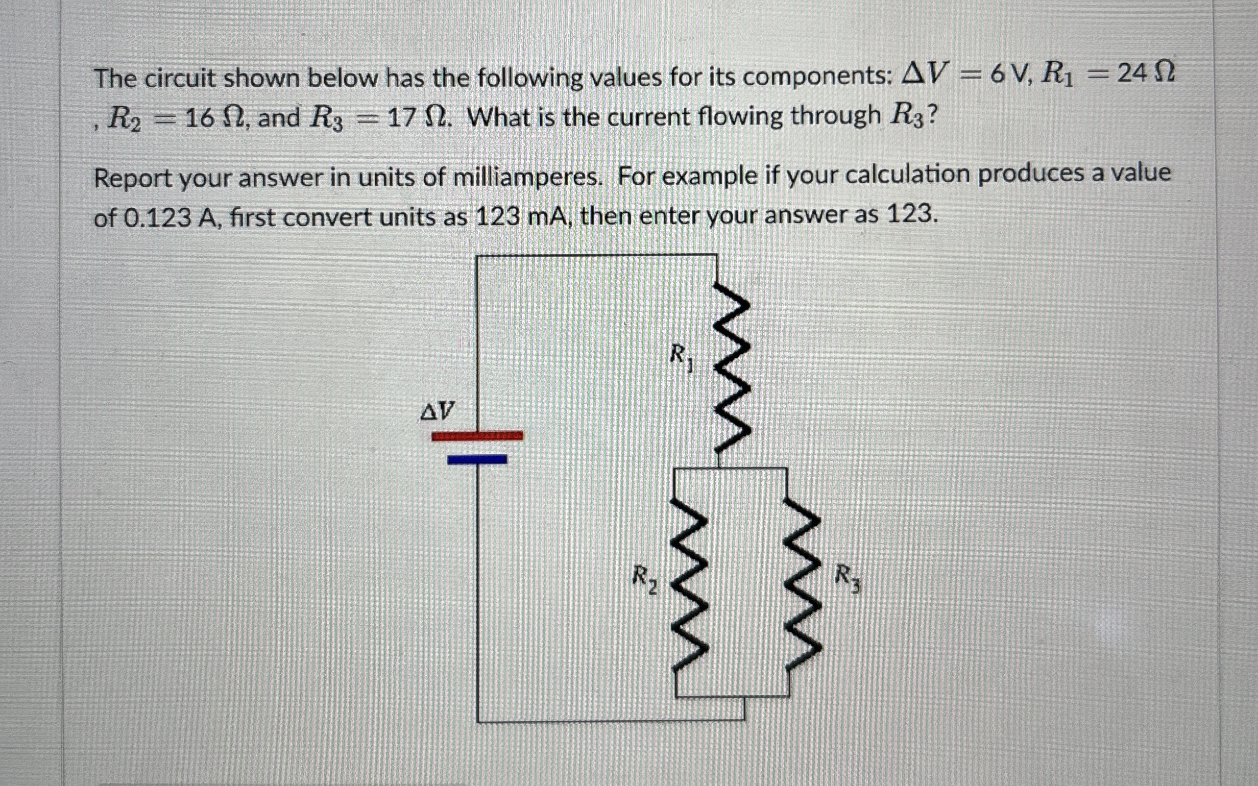 The circuit shown below has the following values