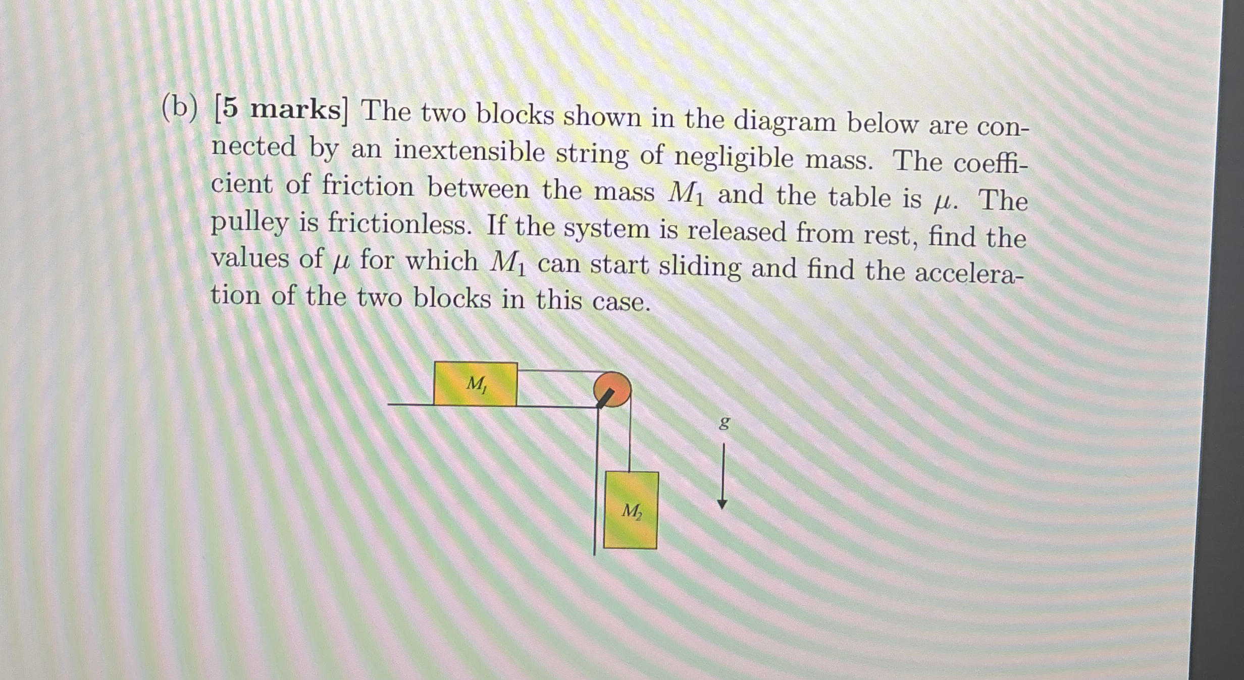 ( b ) [ 5 marks ] The two blocks shown in the