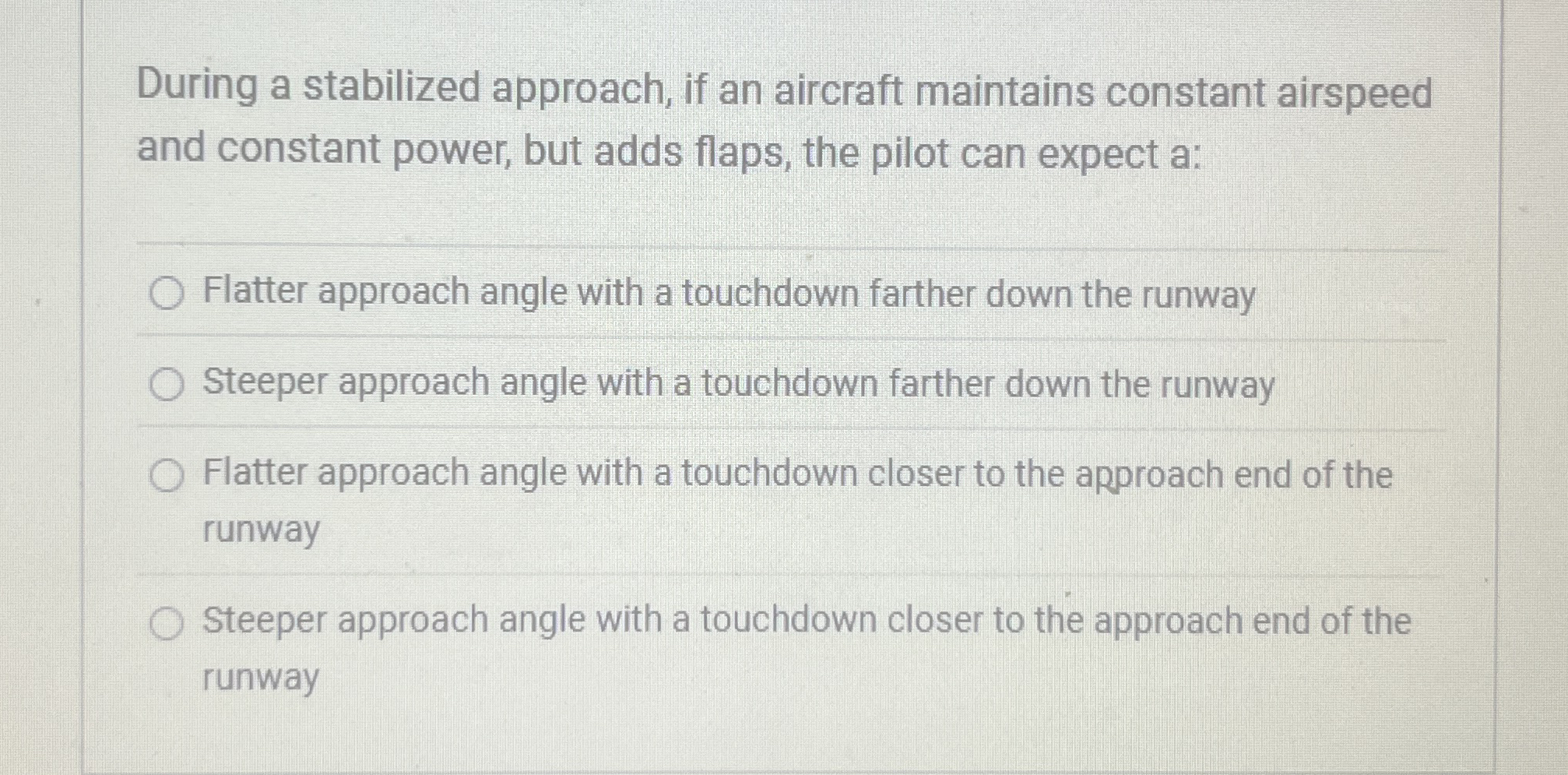 During a stabilized approach, if an aircraft