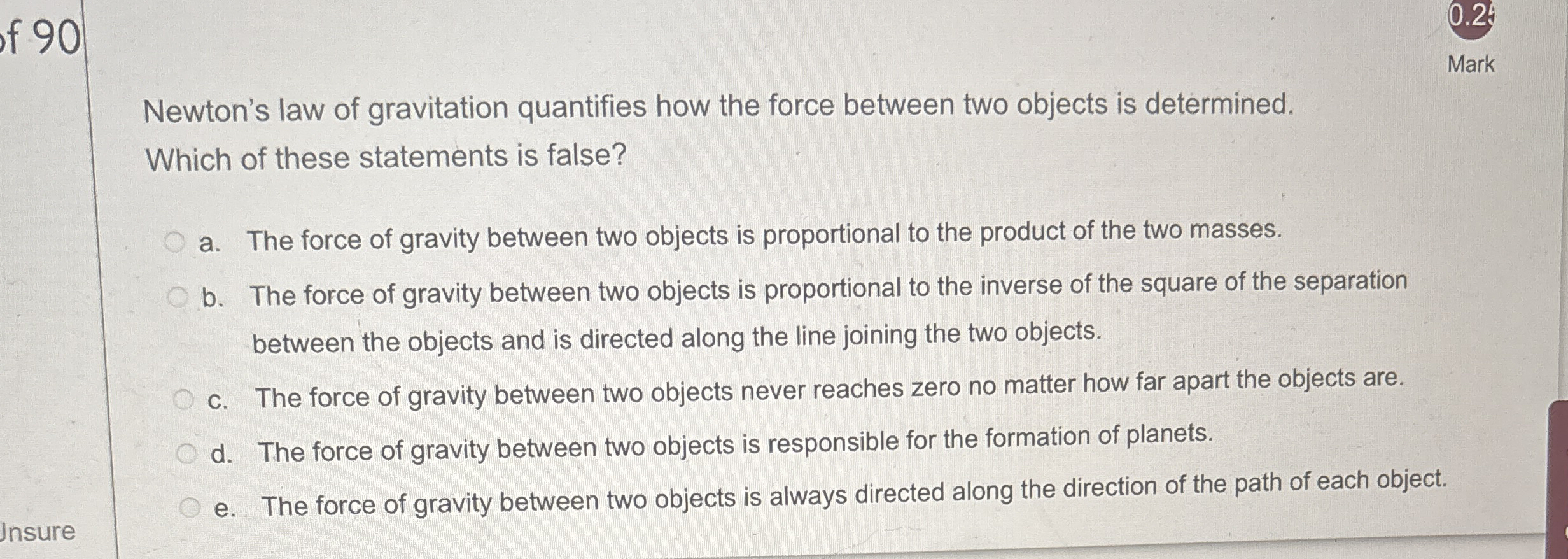 f 9 0 0 . 2 Mark Newton's law of gravitation
