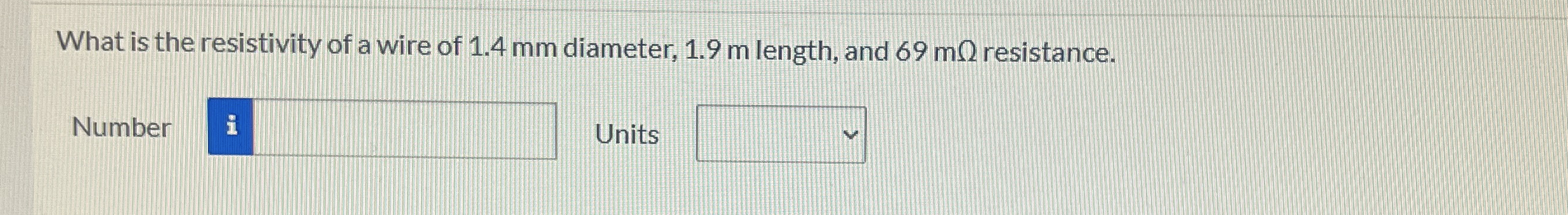 What is the resistivity of a wire of 1 . 4 mm