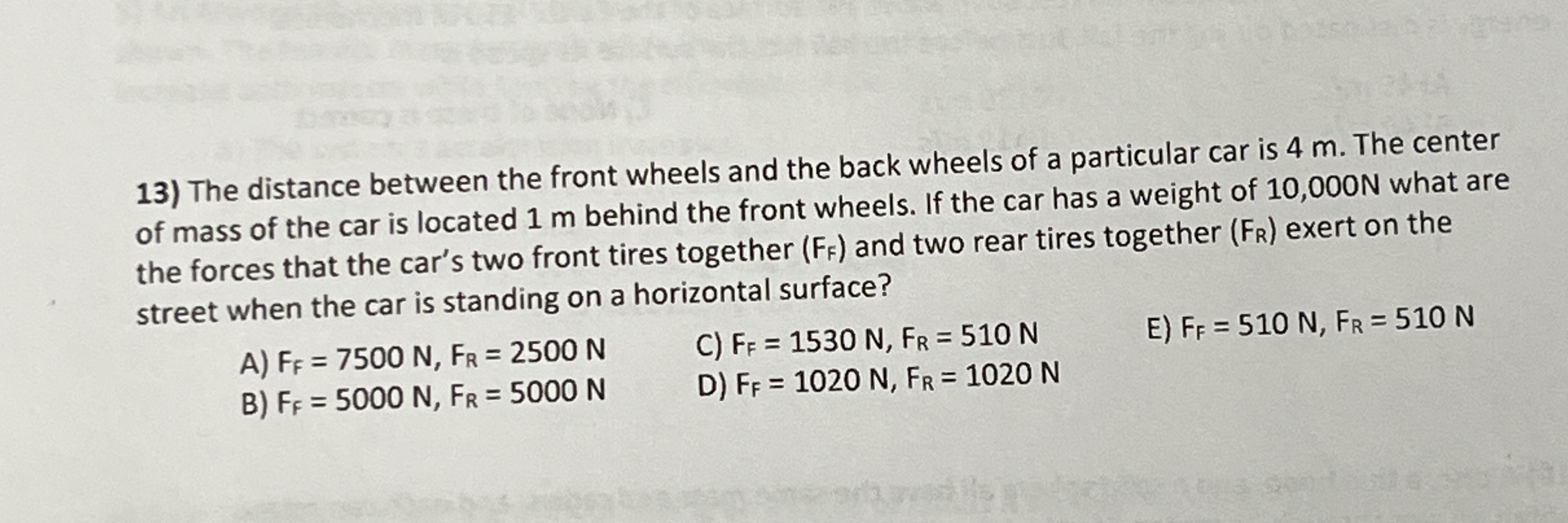 The distance between the front wheels and the