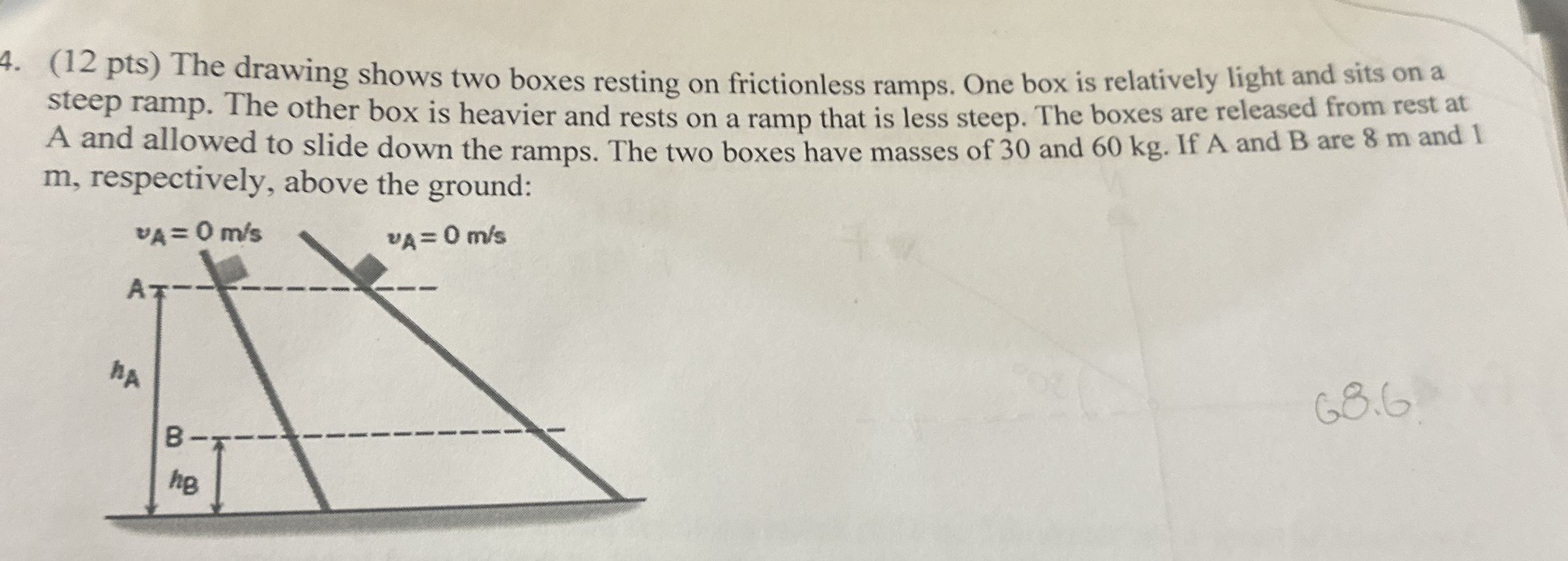 ( 1 2 pts ) The drawing shows two boxes resting