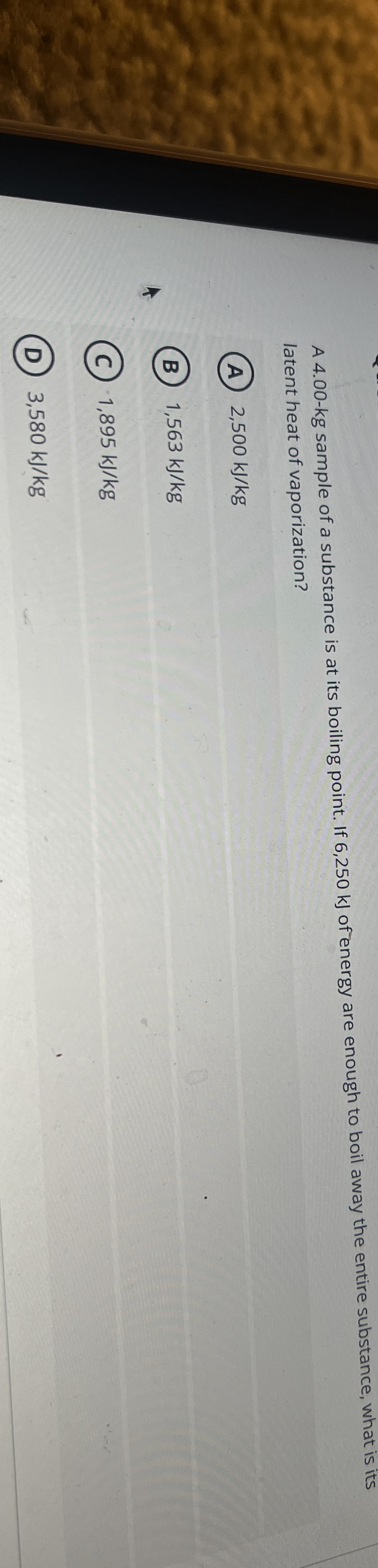 A 4 . 0 0 - k g sample of a substance is at its