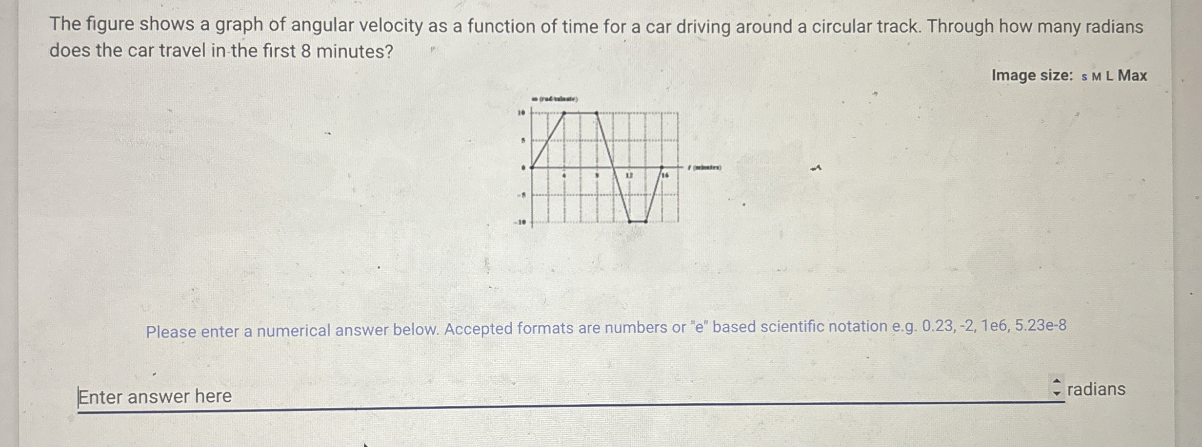The figure shows a graph of angular velocity as a