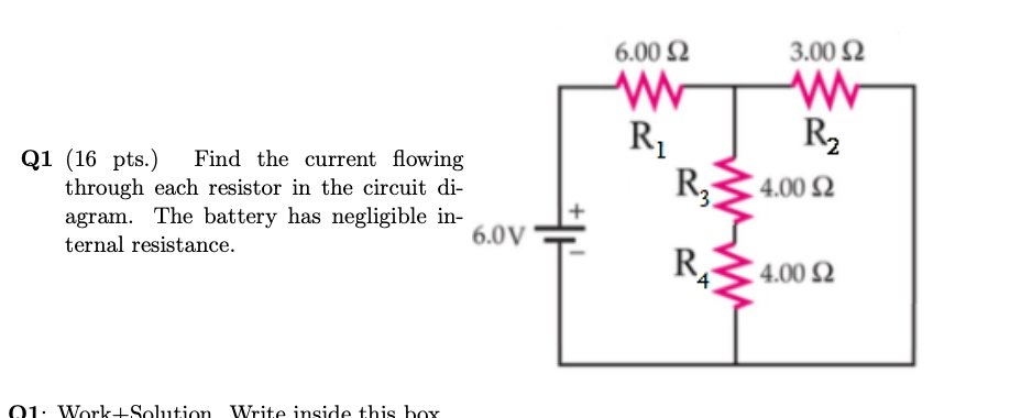 Q 1 ( 1 6 pts . ) Find the current flowing