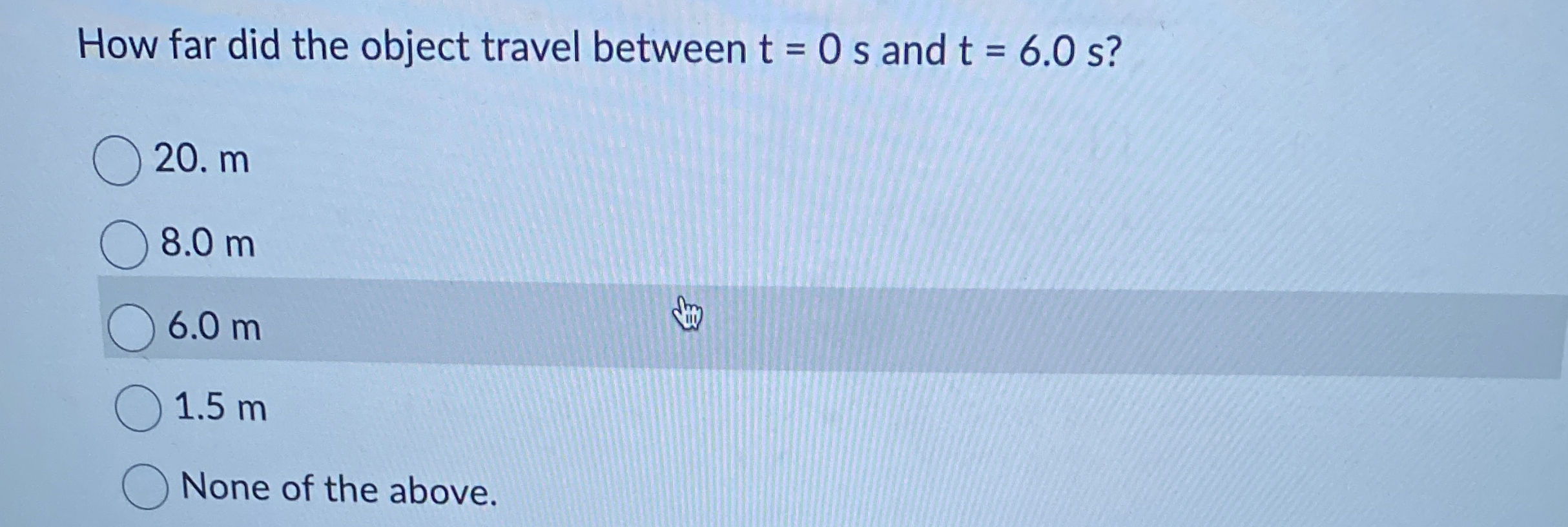 How far did the object travel between t = 0 s and