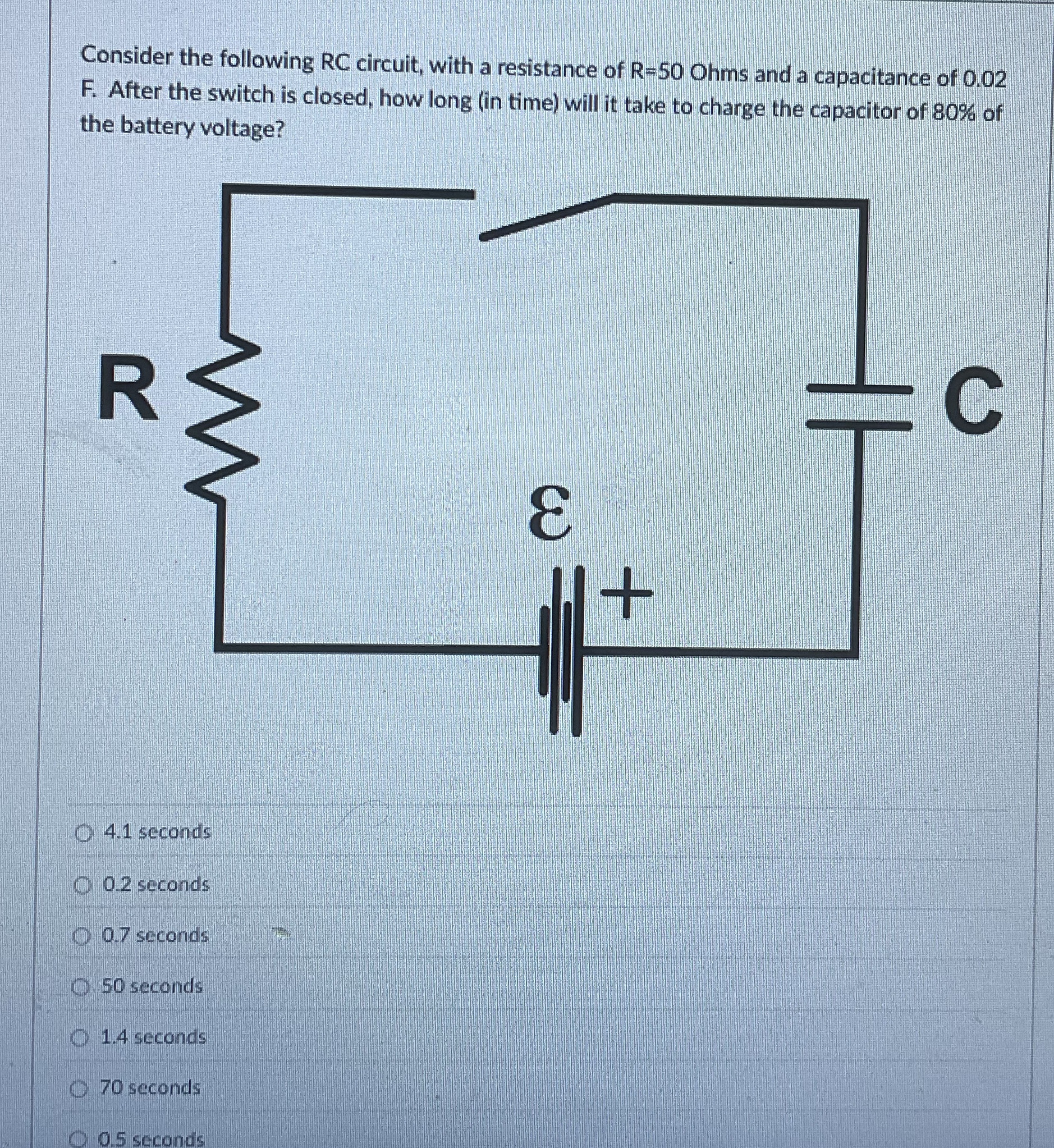 Consider the following RC circuit, with a