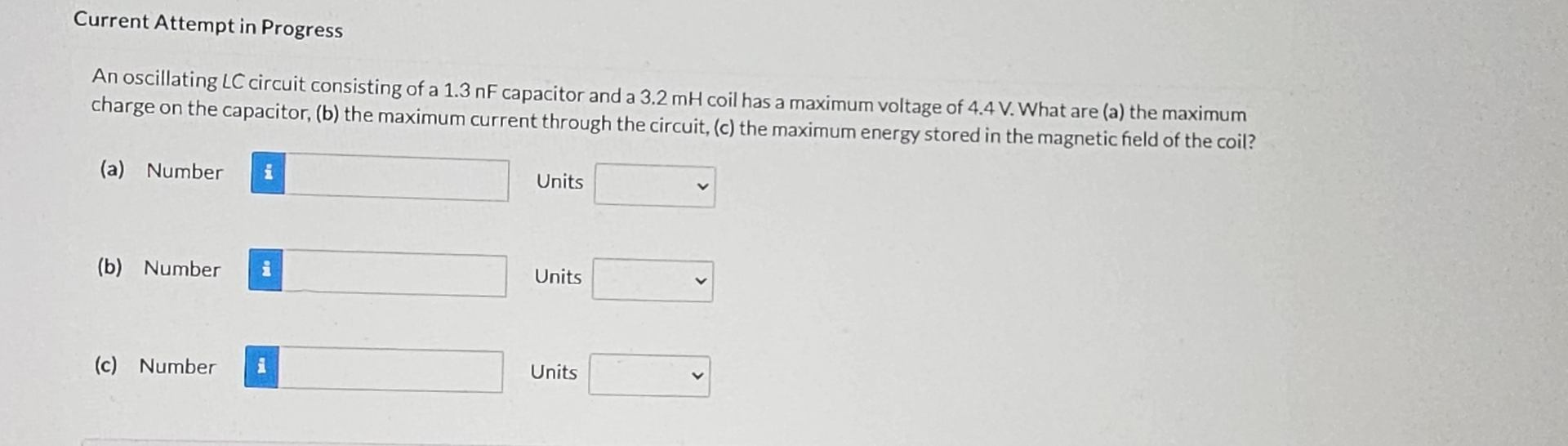 Current Attempt in Progress An oscillating LC