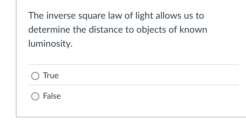 The inverse square law of light allows us to
