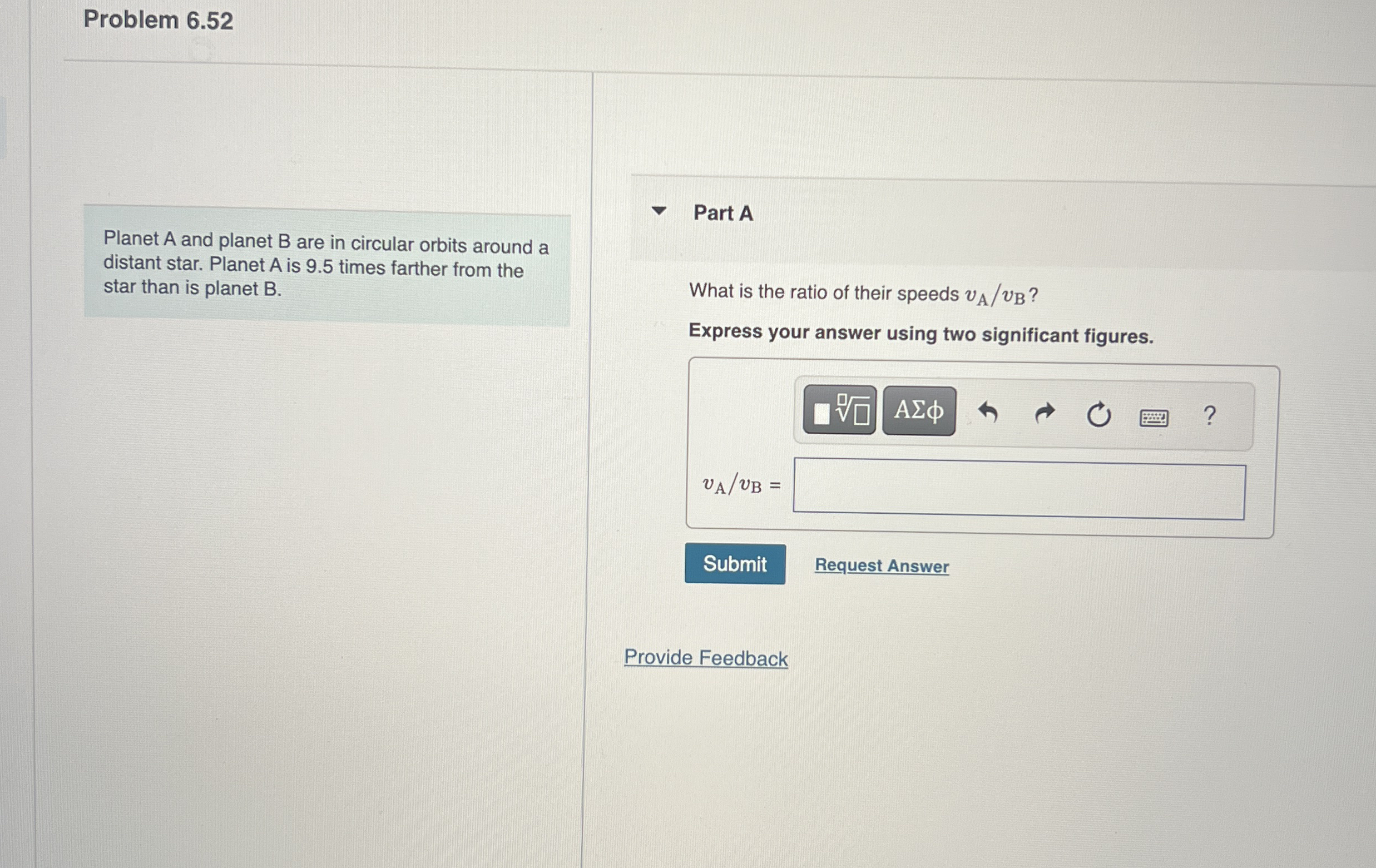 Problem 6 . 5 2 Planet A and planet B are in