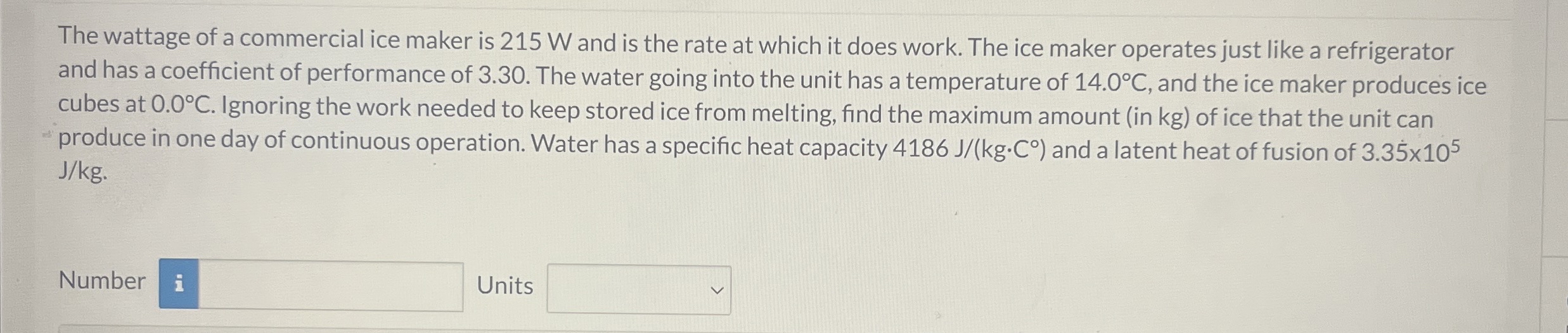 The wattage of a commercial ice maker is 2 1 5 W