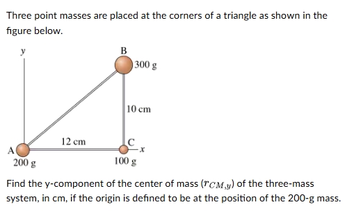Three point masses are placed at the corners of a