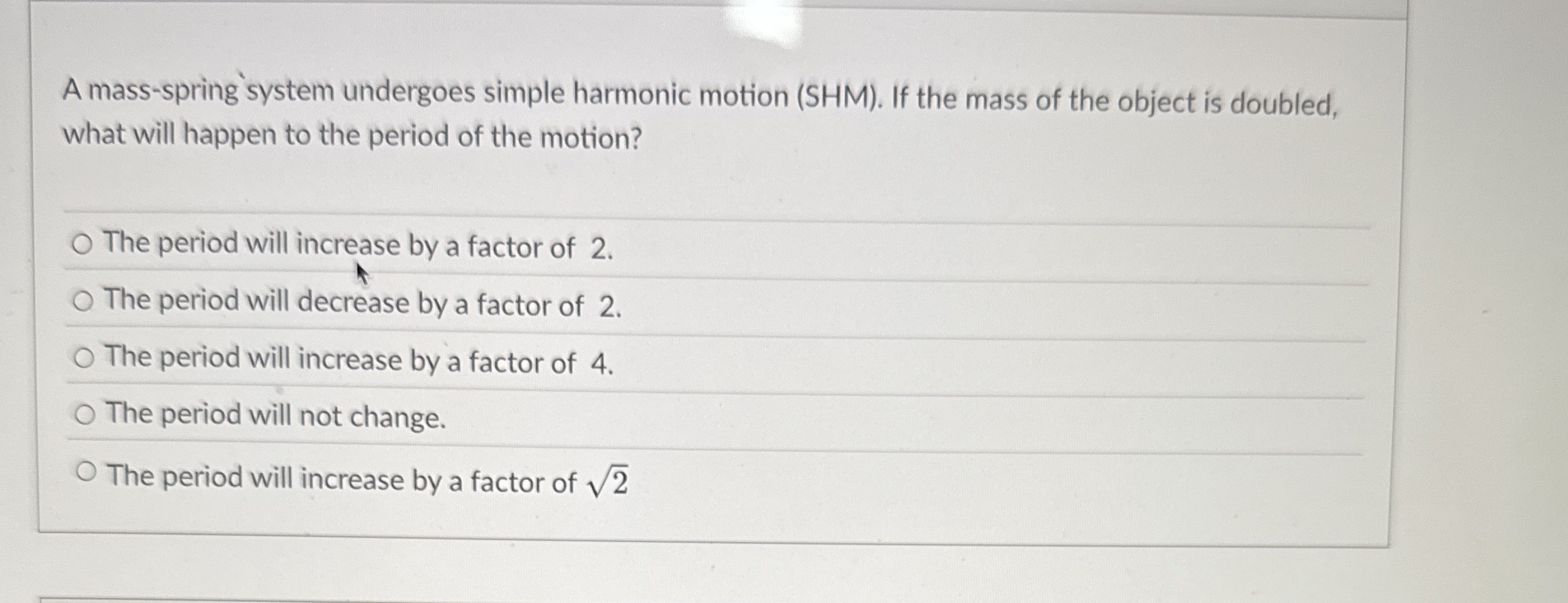A mass - spring system undergoes simple harmonic