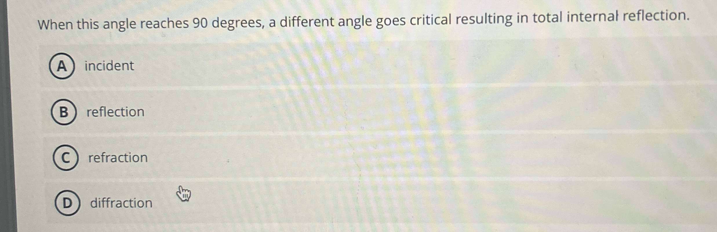 When this angle reaches 9 0 degrees, a different