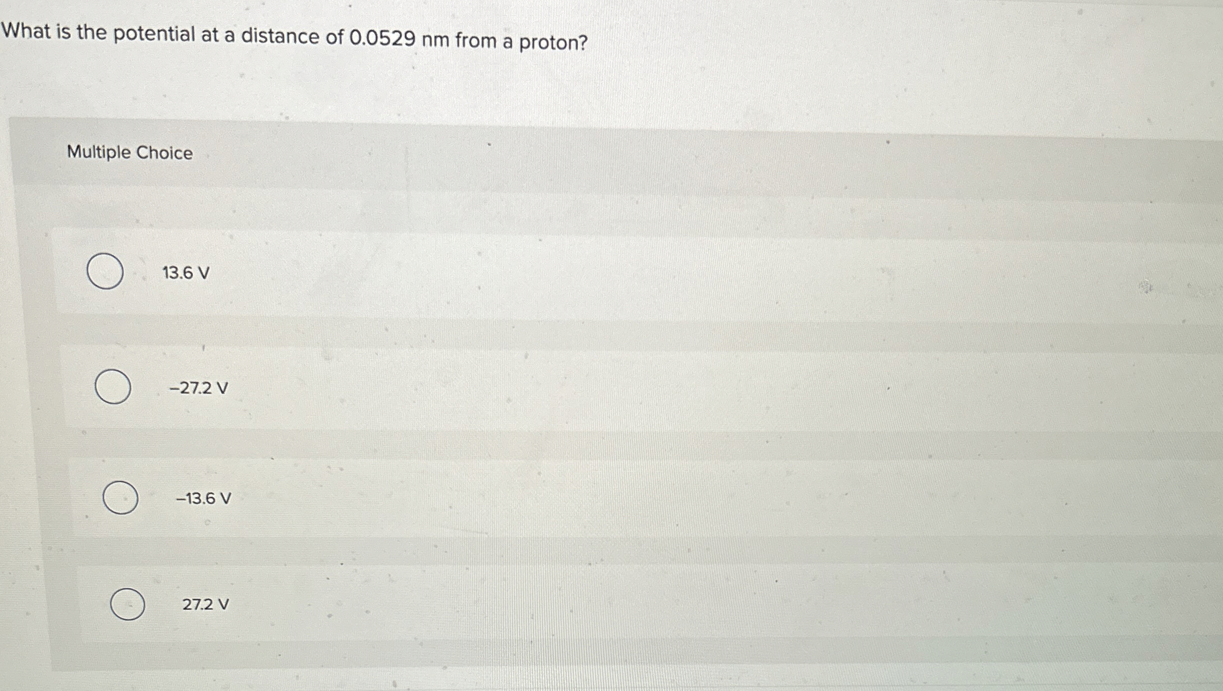 What is the potential at a distance of 0 . 0 5 2