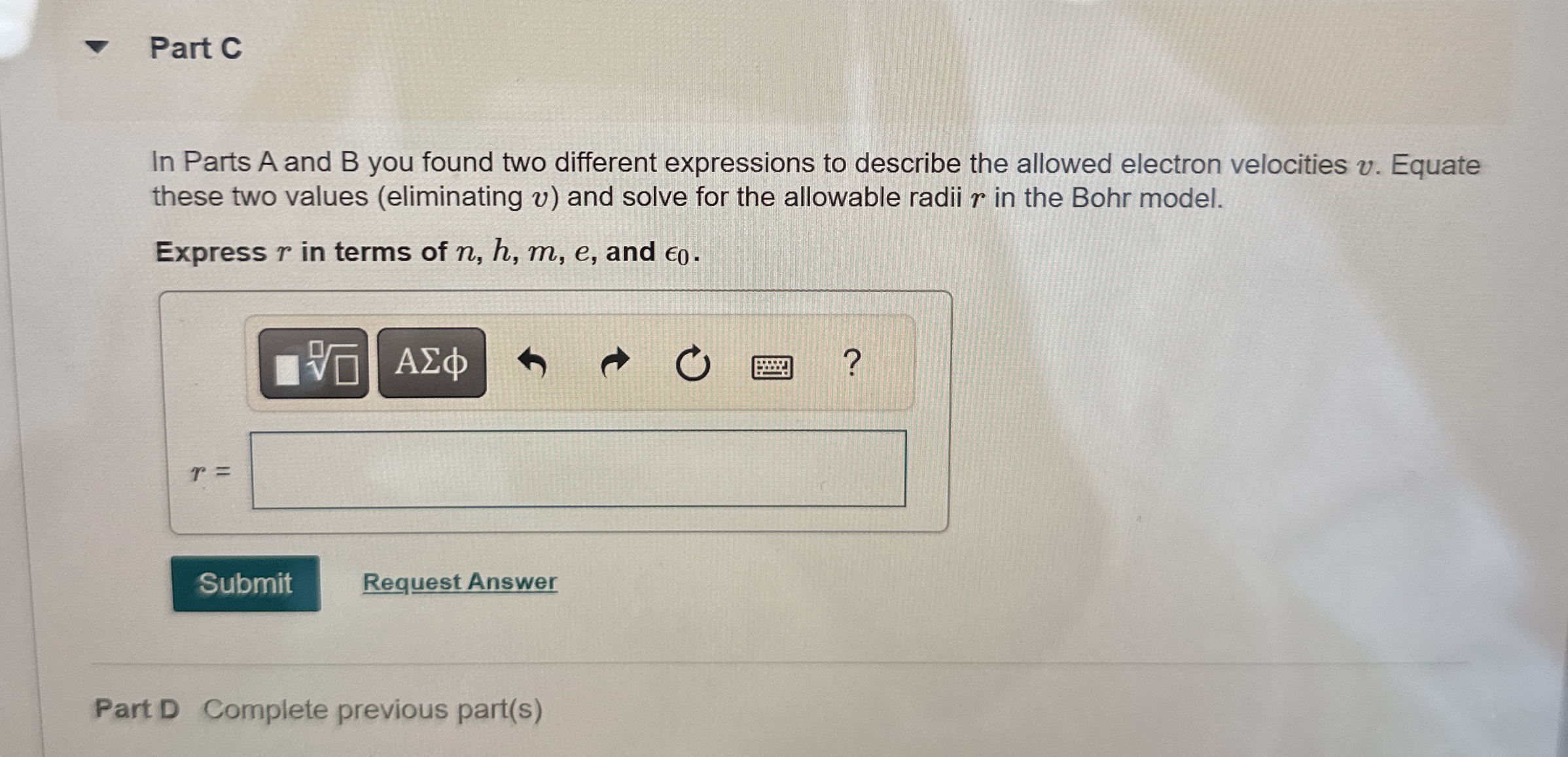Part C In Parts A and B you found two different