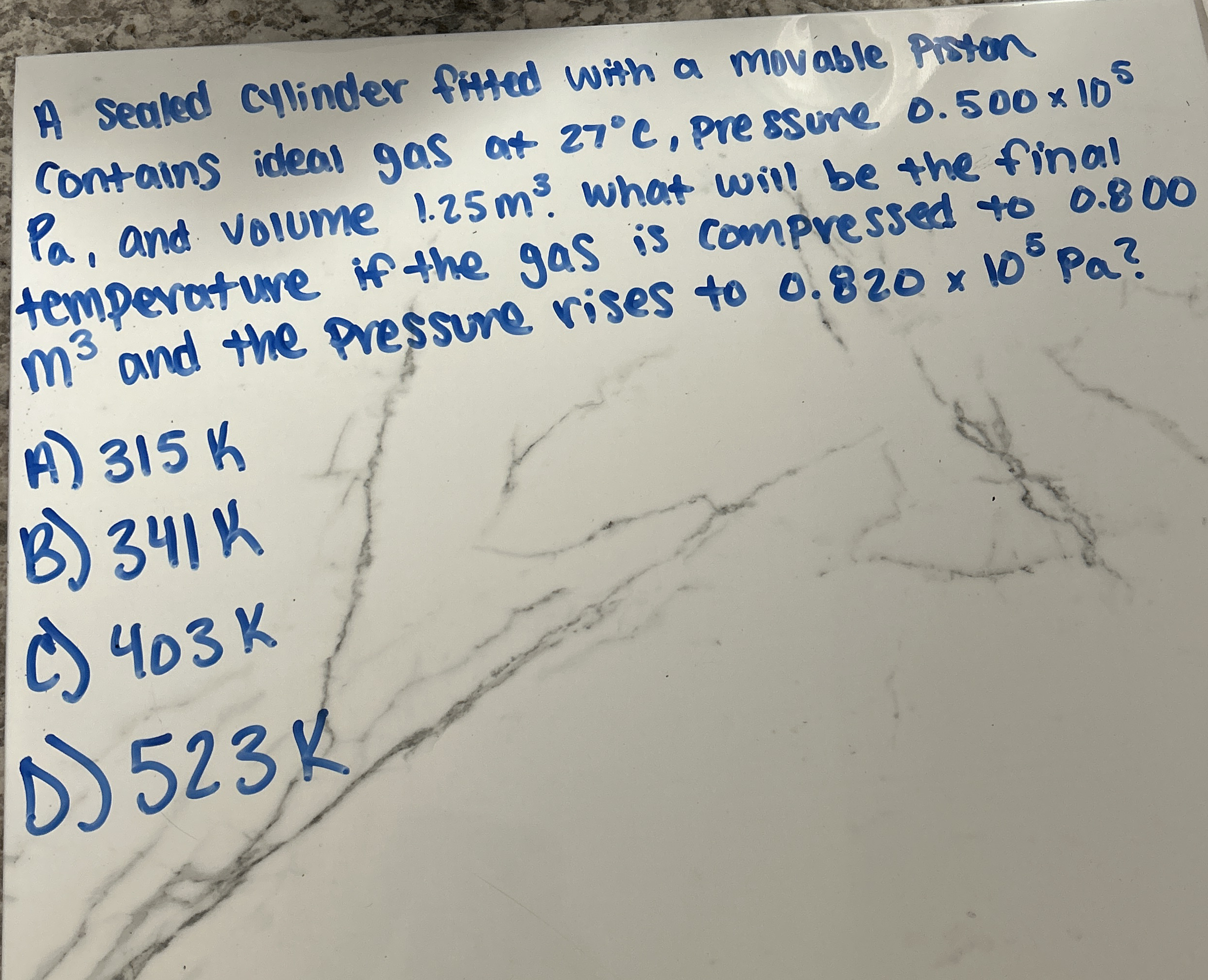 A sealed cylinder fitted with a movable piston