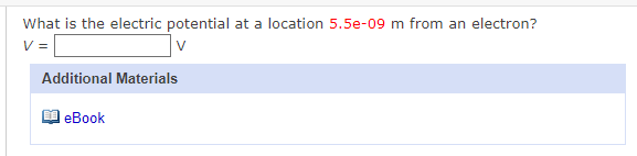 What is the electric potential at a location 5 .